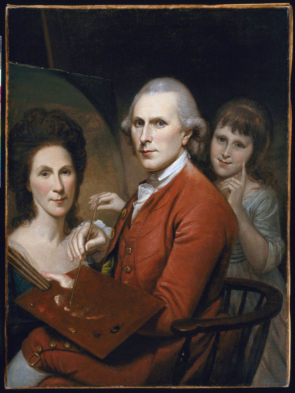 Self-Portrait with Angelica and Portrait of Rachel by Charles Willson Peale