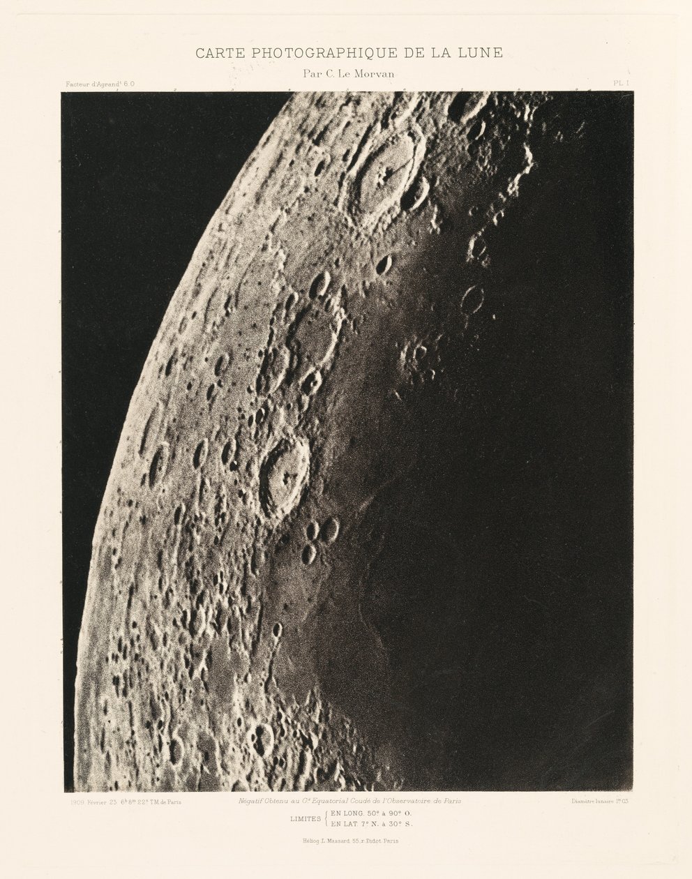 Photographic Chart of the Moon, plate I, February 23 by Charles le Morvan