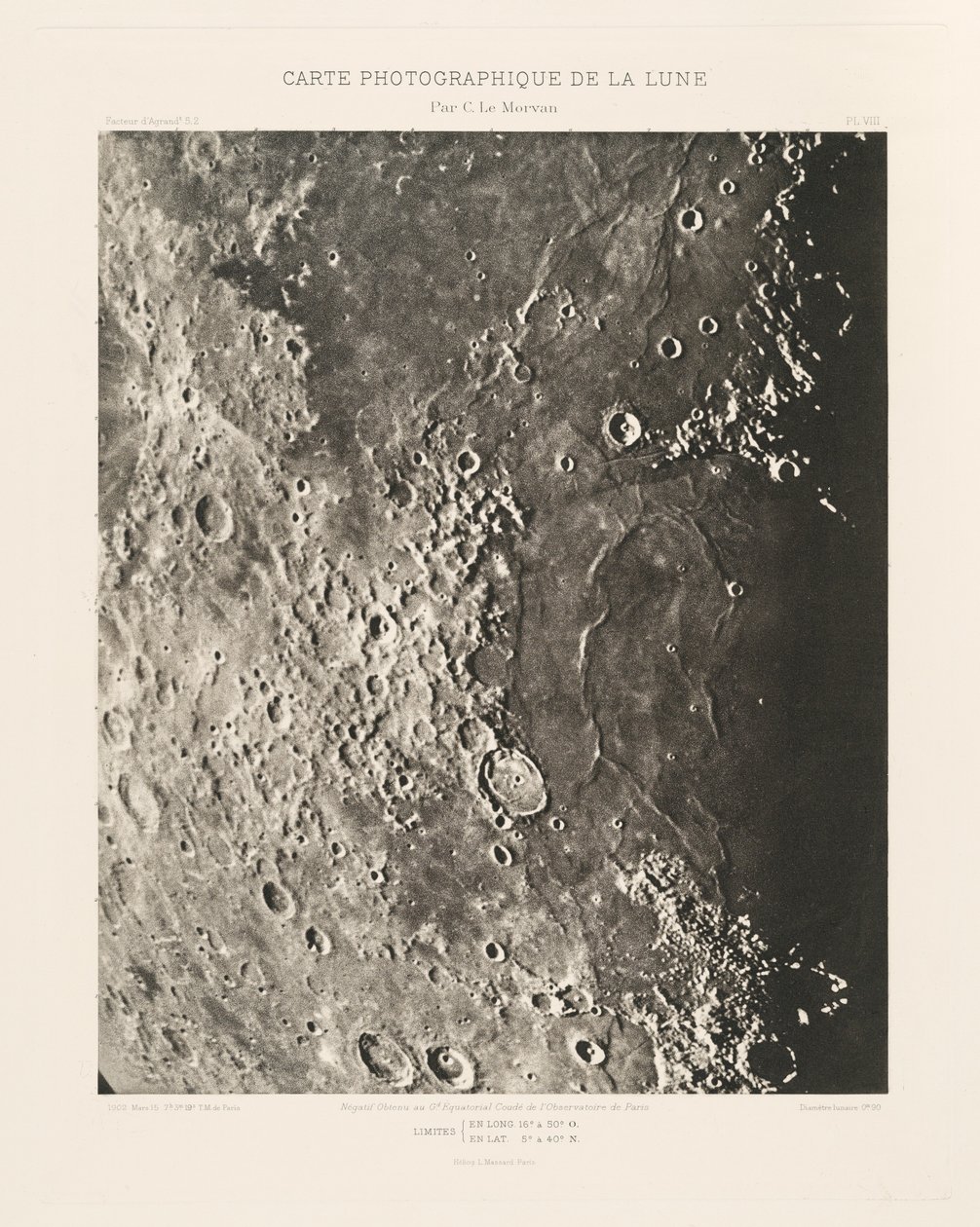 Photographic Chart of the Moon, plate VIII, March 15 by Charles le Morvan