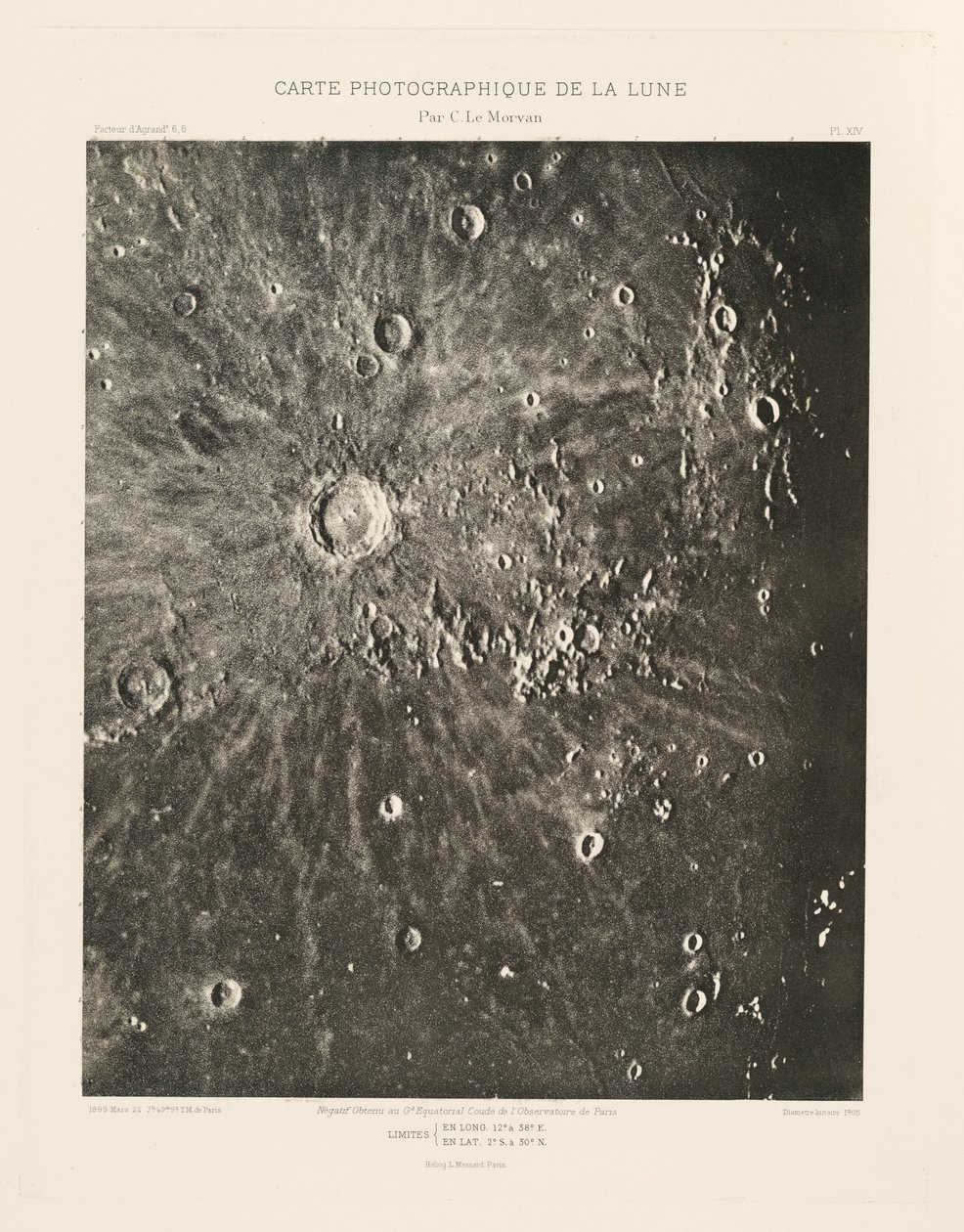 Photographic Chart of the Moon, plate XIV, March 22 by Charles le Morvan