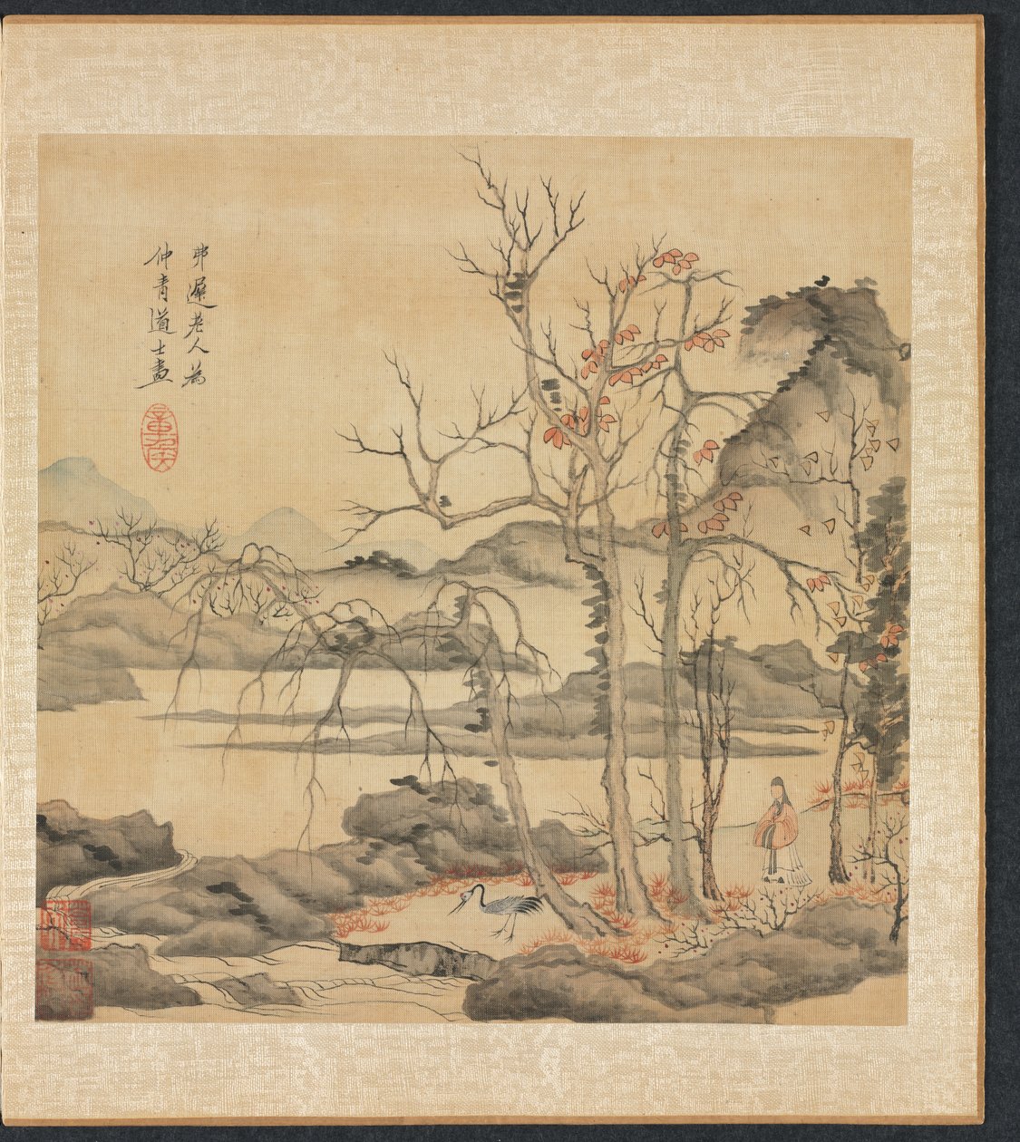 Paintings after Ancient Masters: Daoist and Crane in Autumn Landscape by Chen Hongshou