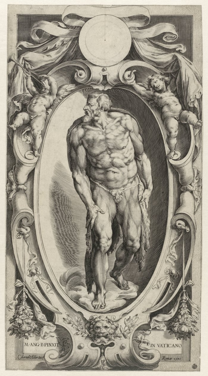 John the Baptist in a Cartouche (Figures from the Last Judgment in the Sistine Chapel series) by Cherubino Alberti