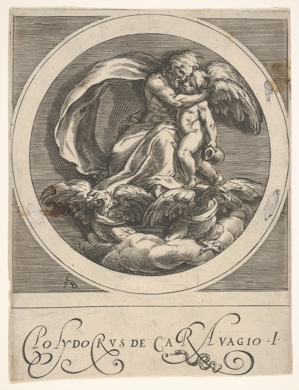 Jupiter, Seated Above Two Eagles and Embracing Cupid by Cherubino Alberti