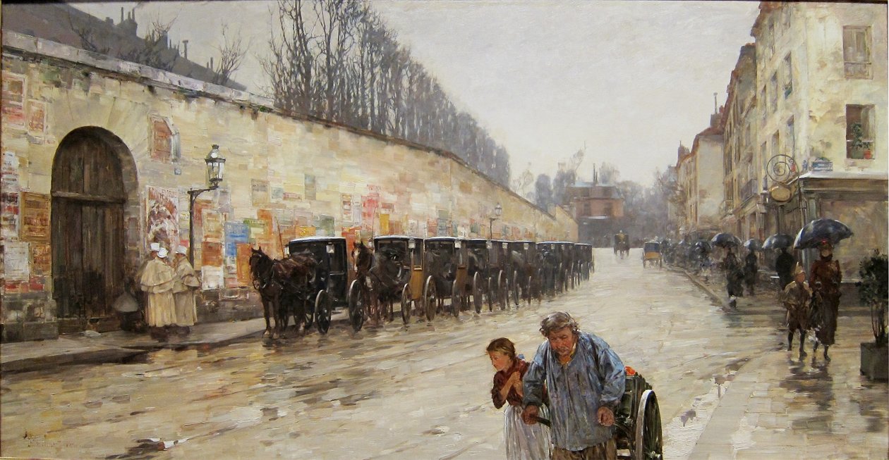 A Shower, Rue Bonaparte by Childe Hassam