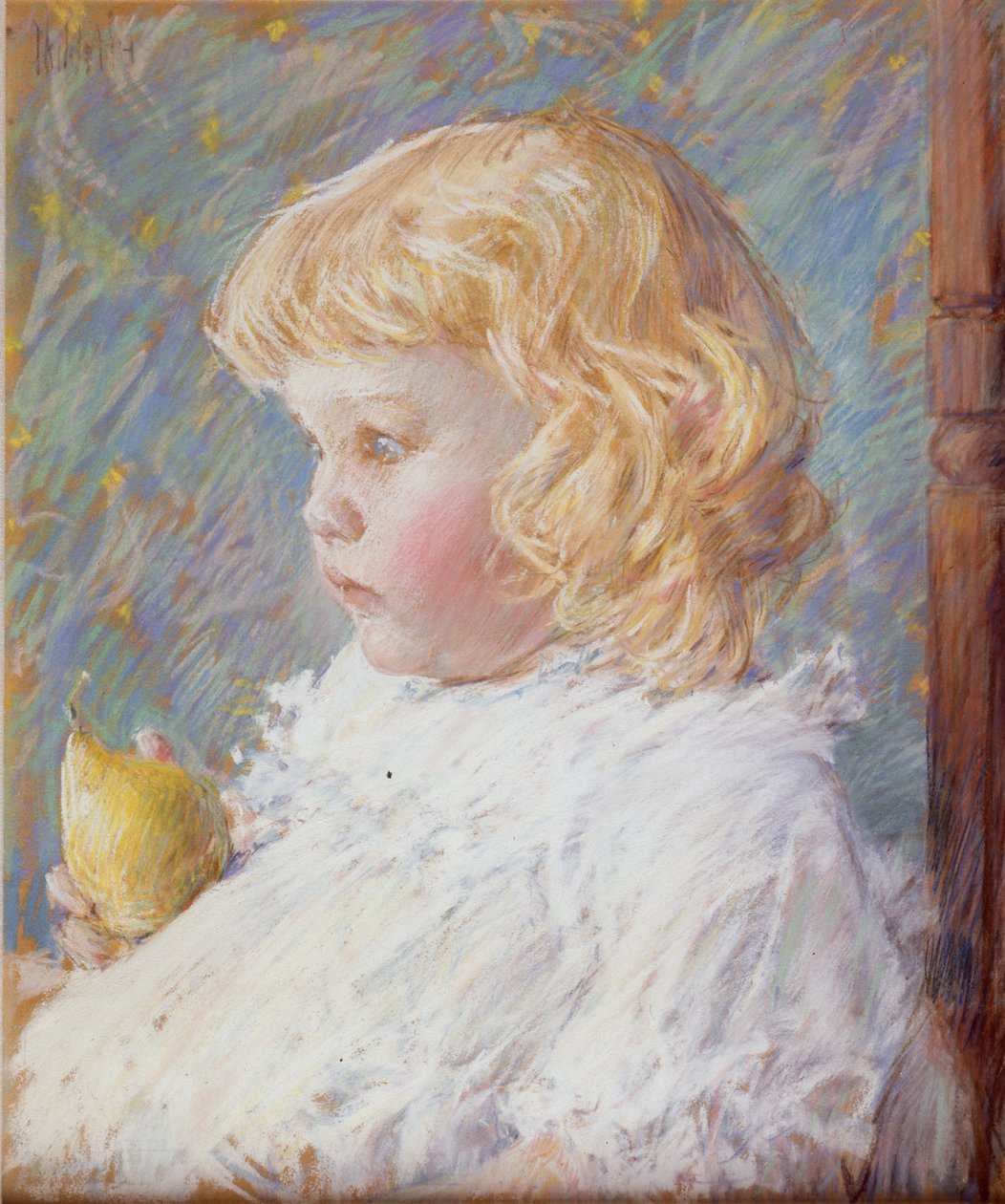 Little Girl with a Pear by Childe Hassam
