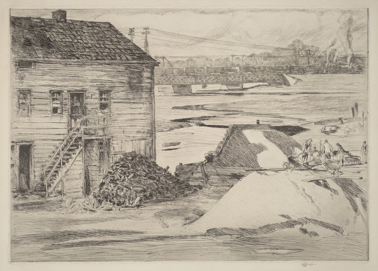 Low Tide, Cos Cob Bridge by Childe Hassam