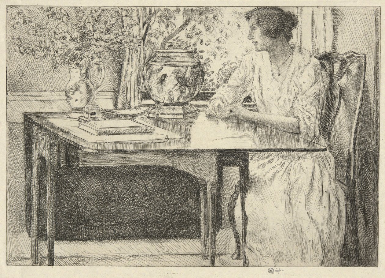 The Colonial Table (Holley House, Cos Cob) (recto); Landscape with Barn (verso) by Childe Hassam