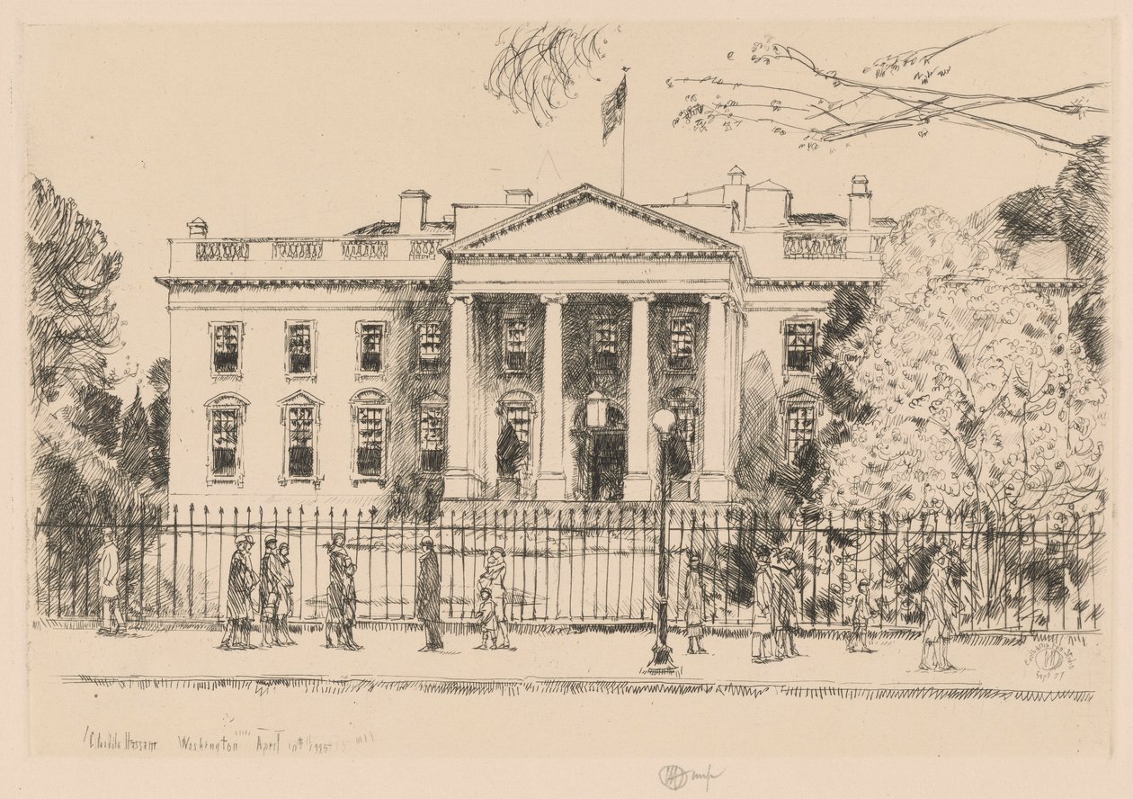 White House, Washington, 1925 by Childe Hassam