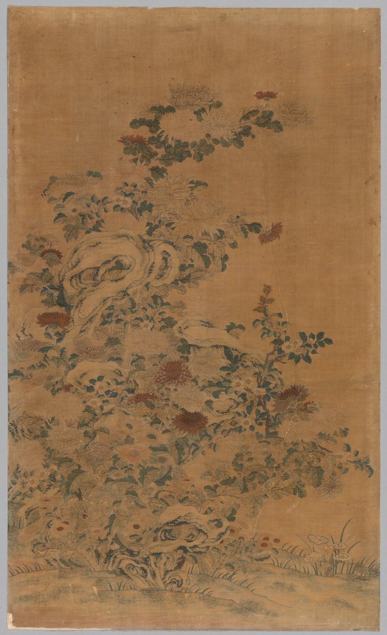 Kesi Panel: Rocks and Chrysanthemums by China, Qing dynasty