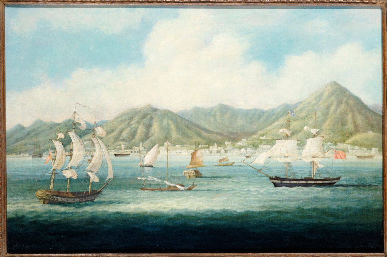 A View of Victoria, Hong Kong with British Ships and other Vessels by Chinese School