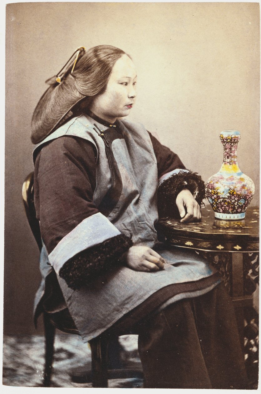 A Hand Tinted Photograph of a Young Chinese Woman by Chinese School