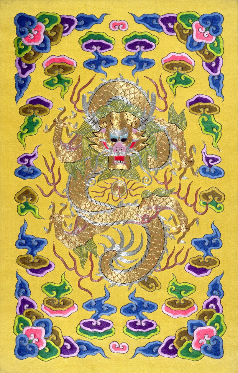An Embroidered Chinese Dragon, from the front cover of a Franco-Chinese diplomatic treaty by Chinese School