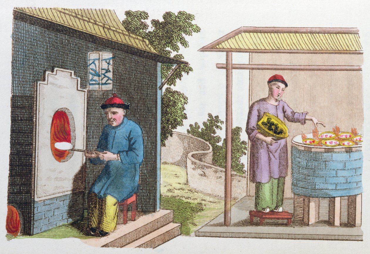 Firing of porcelain in China at the end of the 18th century, from La Chine en Miniature by J.B. Breton, 1811 by Chinese School