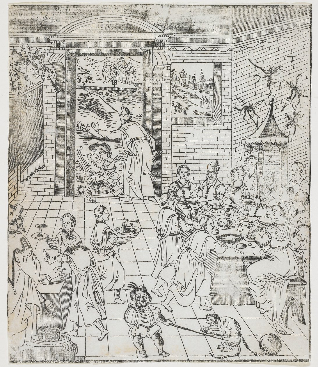 Lazarus at the House of the Rich Man (Plate from Giulio Alenis Tianzhu jiangsheng zhuxiang jingjie) by Chinese School