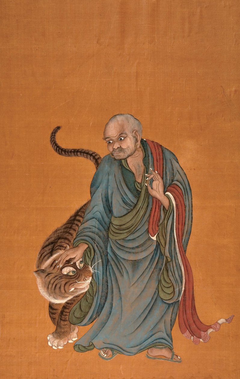 Lohan with Tiger, late 18th to early 19th century by Chinese School