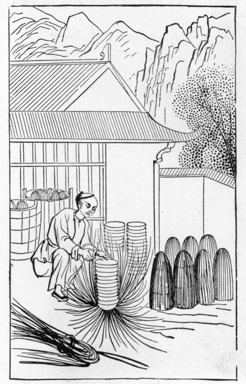 Packing china, from a series of illustrations on the manufacture of china by Chinese School