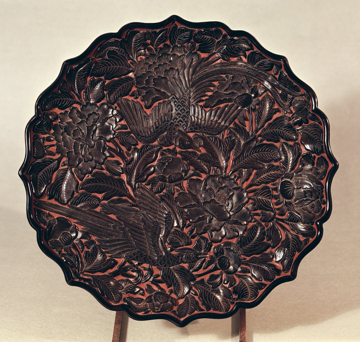 Plate with floral motifs and two birds, Yuan Dynasty by Chinese School