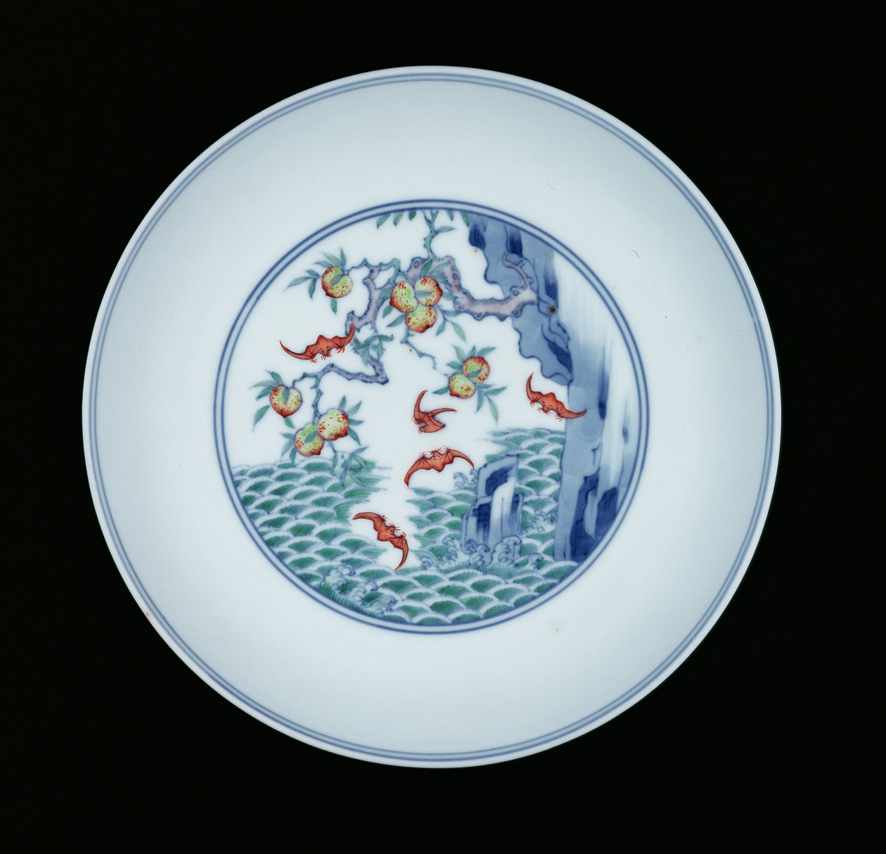 Porcelain Dish Painted in Underglaze Blue and Ducai Enamels, 1723-1735 by Chinese School