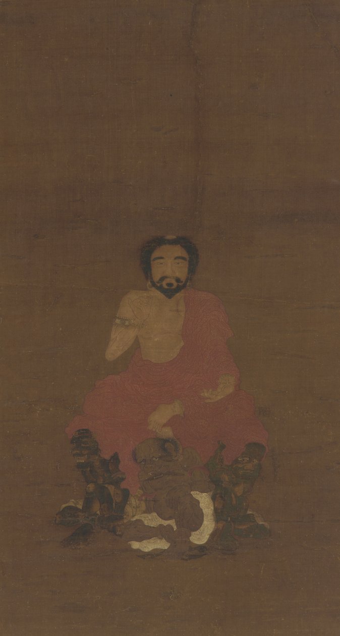 Sakyamuni Seated Upon Three Demon-like Creatures, Possibly Yuan-Early Ming Dynasty by Chinese School