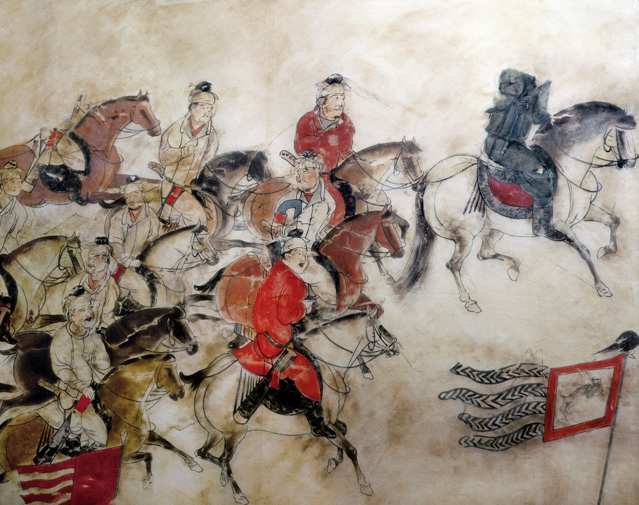 Tomb of Prince Zhanghuai, Hunting Scene with Horses, Xian, Han Period, 706 by Chinese School