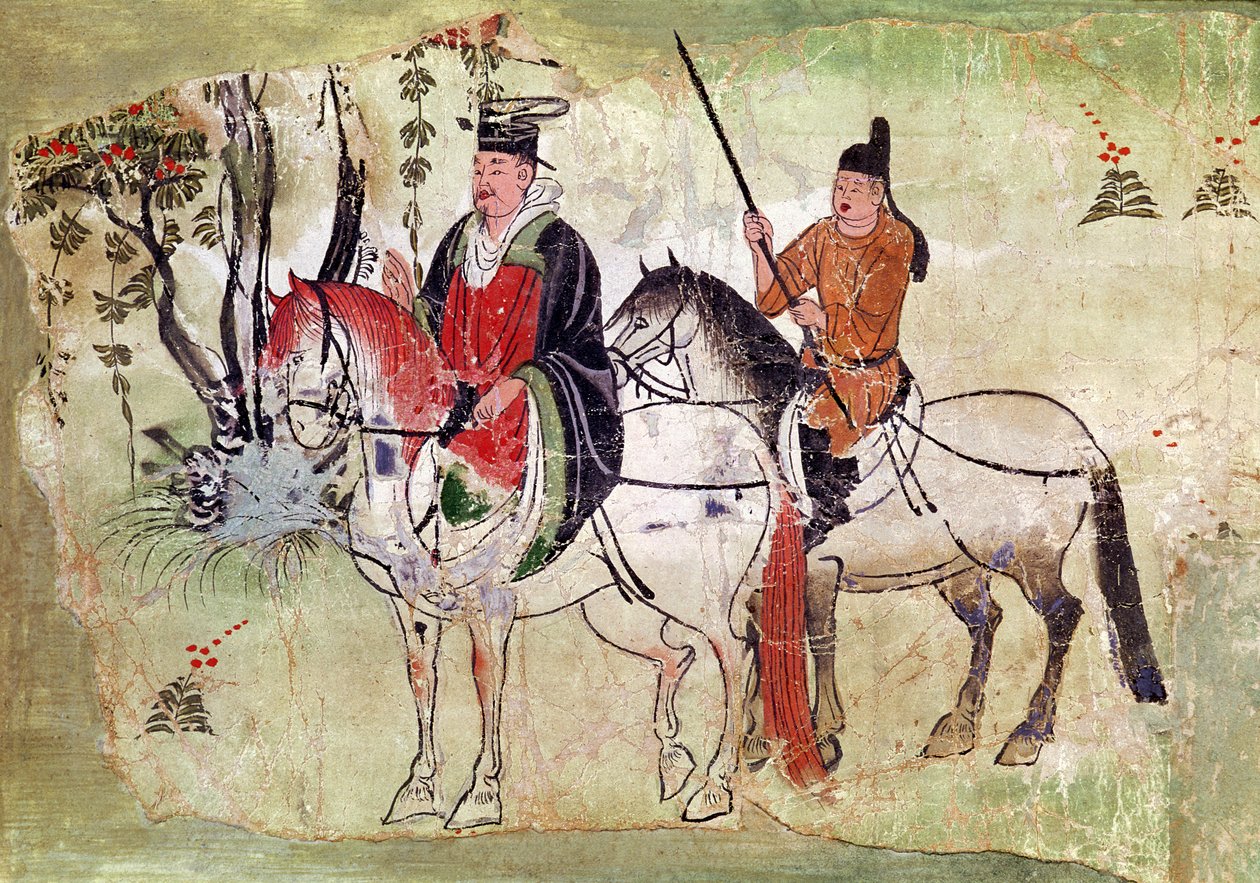 Two Horsemen in a Landscape, Tang Period by Chinese School