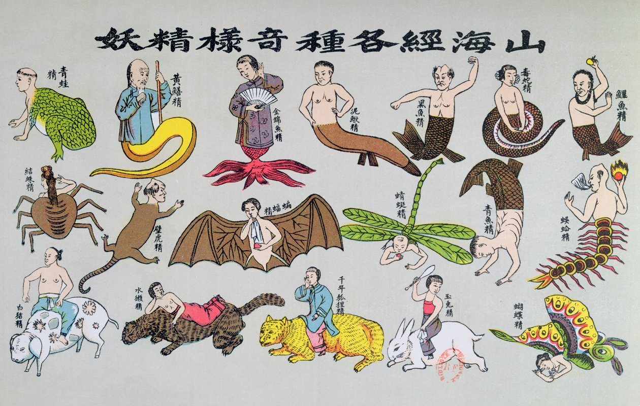 Various reincarnations of the soul in animal forms, reproduced in Recherche sur les superstitions en Chine by Father Henri Dore and published in 1911 by Chinese School