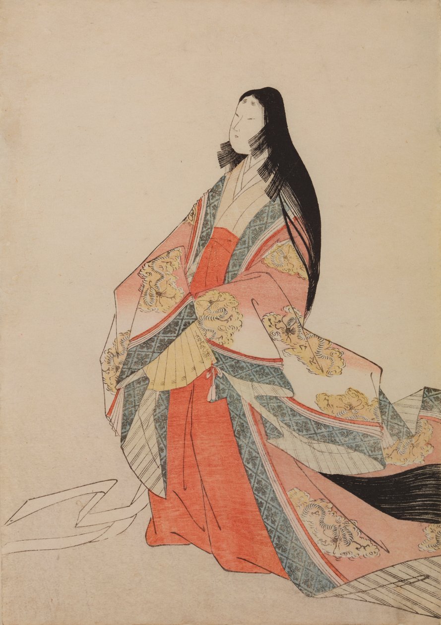 Court Lady, Plate from Album: Thirty-Six Female Poets / Nishiki-zuri onna sanju rokkasen e-zukushi by Chobunsai Eishi