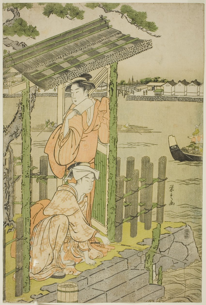 Gathering at a Teahouse on the Bank of the Sumida River by Chobunsai Eishi