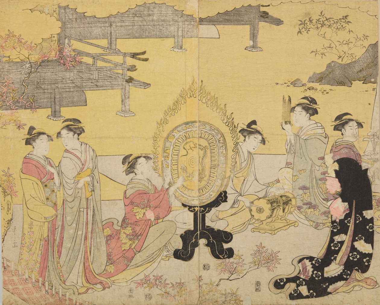 Group of Women with Musical Instruments, from the series Furyu yatsushi Genji by Chobunsai Eishi