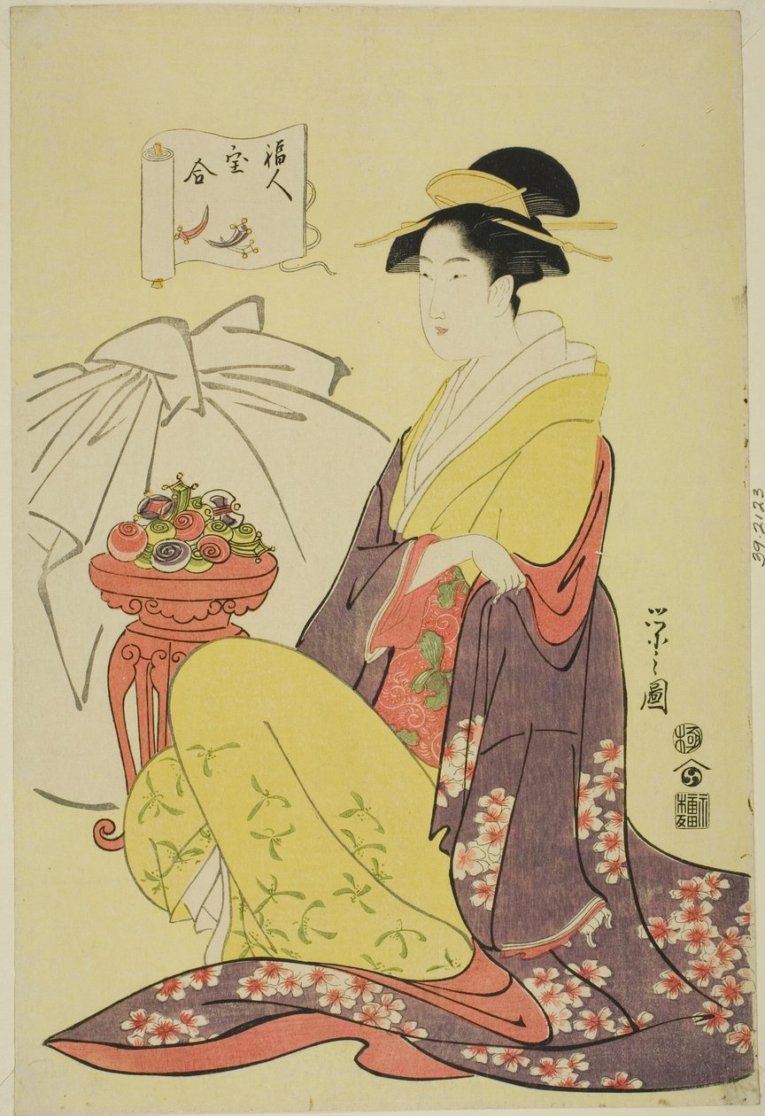 Hotei, from the series "Comparison of the Treasures of the Gods of Good Fortune" by Chobunsai Eishi