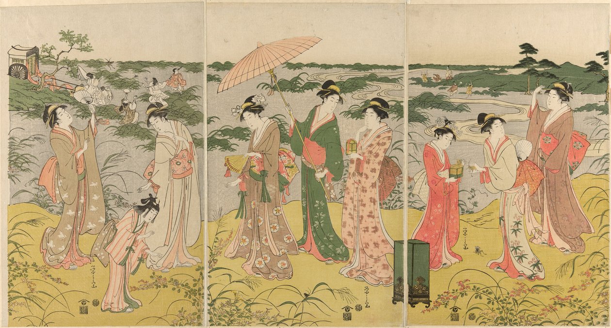 Parody of Courtly Insect Hunt by Chobunsai Eishi