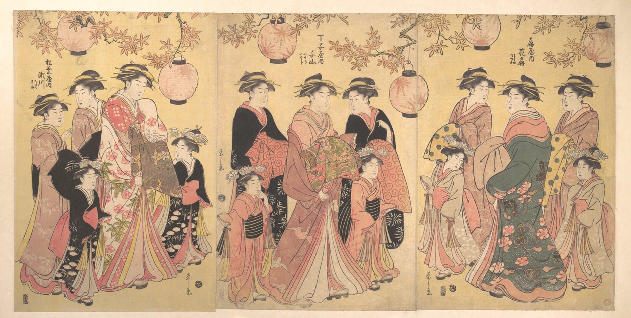 The Yoshiwara Parade in Autumn by Chobunsai Eishi