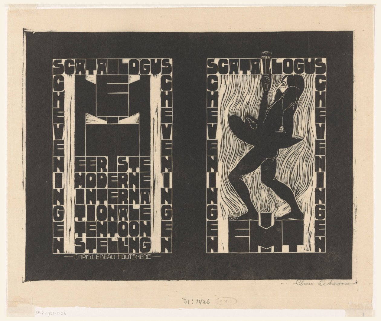 Catalog Cover for the First Modern International Exhibition (EMIT) in Scheveningen by Chris Lebeau (signed by artist)