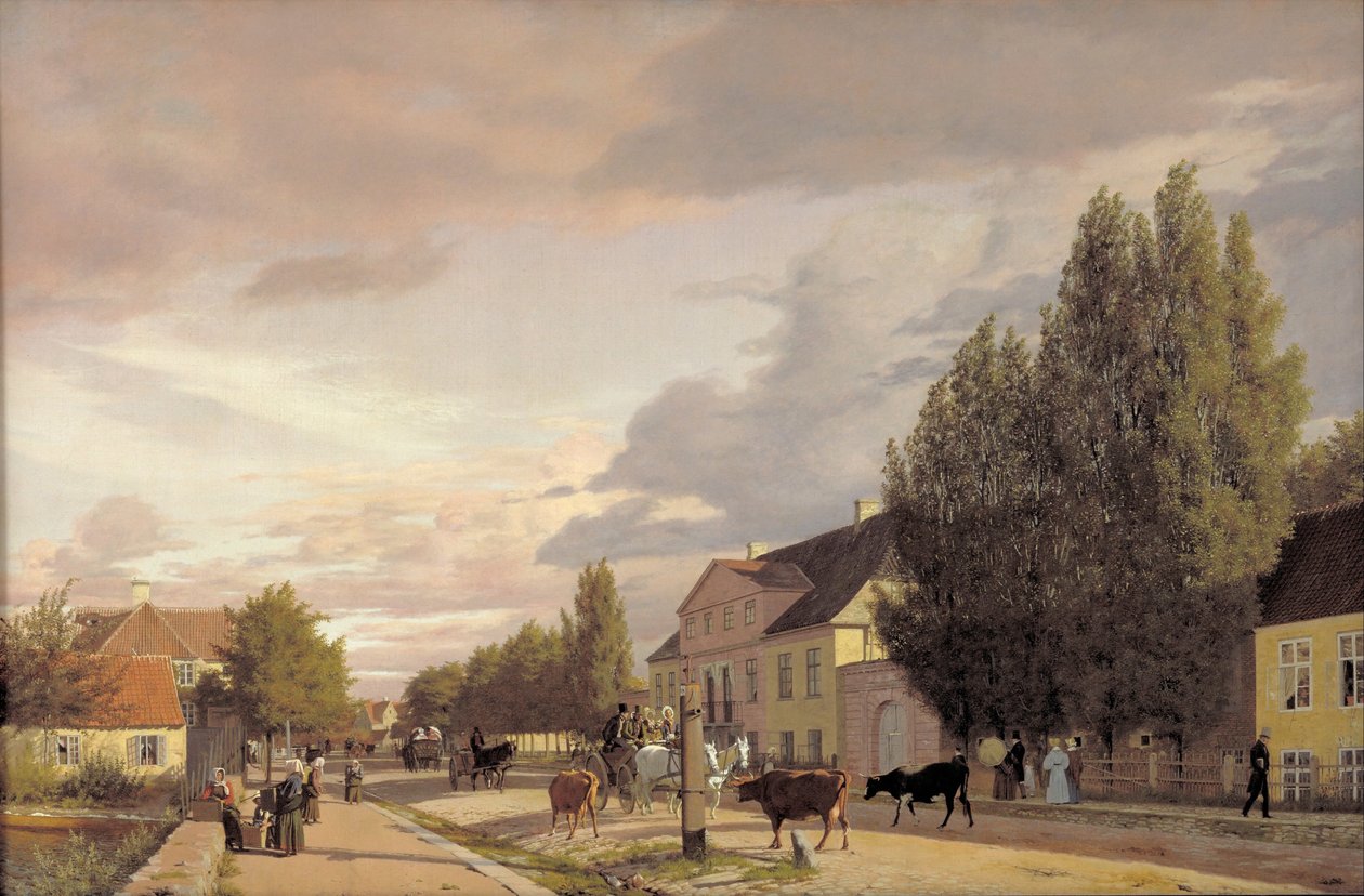 View of a Street in Osterbro outside Copenhagen. Morning Light by Christen Schjellerup Købke