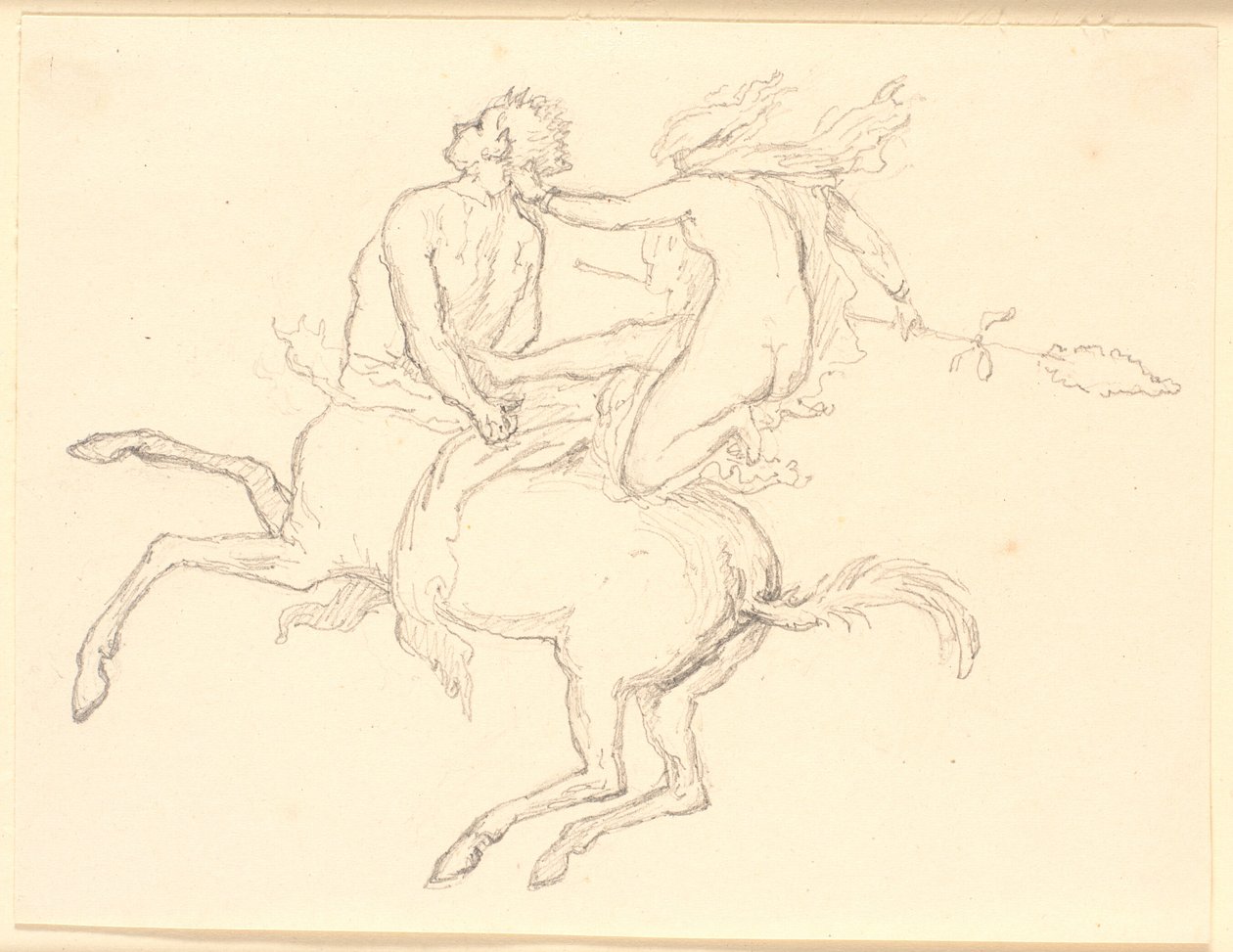 Bacchante Sitting on the Back of a Bound Centaur. Pompeian Motif by Christen Købke