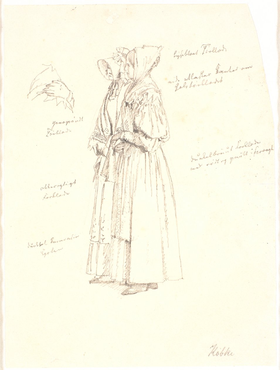 Study Drawing for the Female Figures in the Painting, View from the Embankment at Sortedam Lake towards Østerbro by Christen Købke