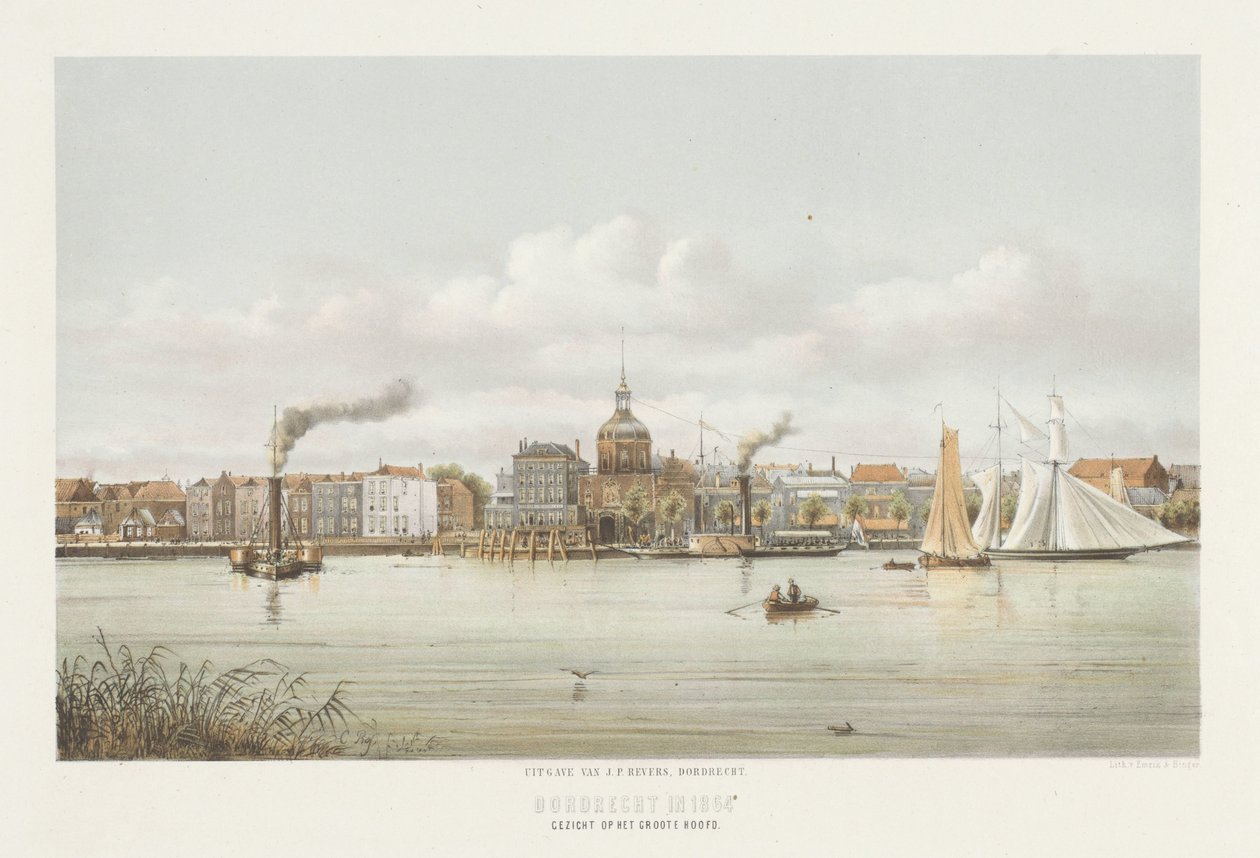 View of the Groothoofd Gate in Dordrecht (Gezicht op het Groote Hoofd, Dordrecht in 1864) by Christiaan Bos