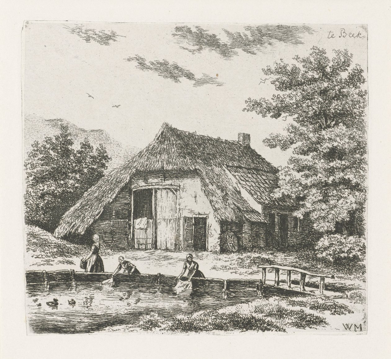 Three Women Doing Laundry in Beek by Christiaan Wilhelmus Moorrees
