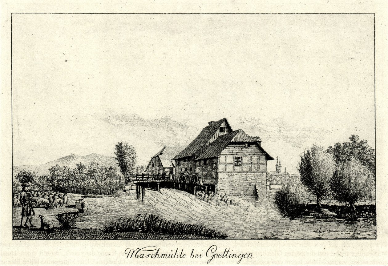 Former Maschmühle on the Leine North of Göttingen, in the Background Left the Hainberg, Right the City by Christian Andreas Besemann