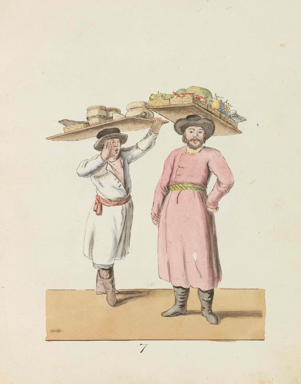 Fruit Seller and Peasant Selling Cheese and Herring, 1799 by Christian Gottfried Heinrich Geissler
