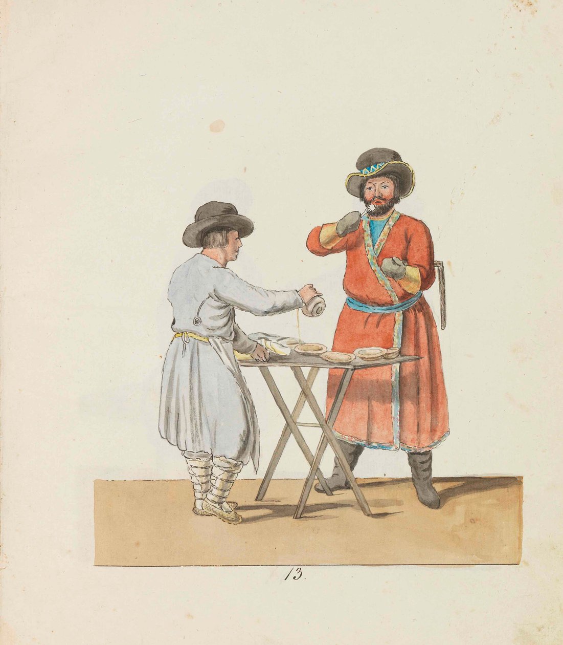 Kissel Vendor and Manorial Coachman from the Series The St. Petersburg Peddlers by Christian Gottfried Heinrich Geissler