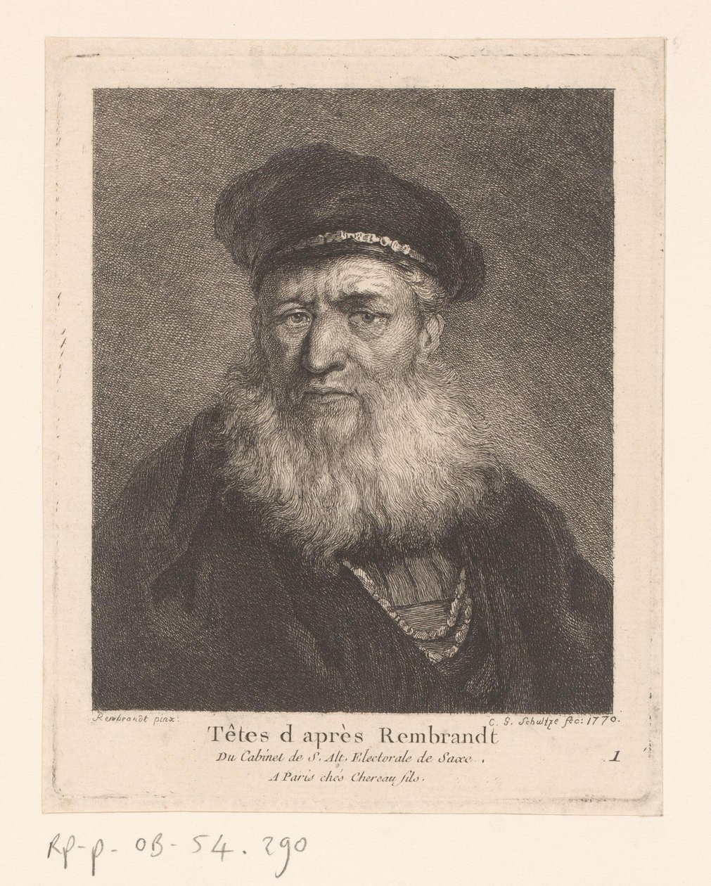 Old Man with Beret and Beard by Christian Gottfried Schultze