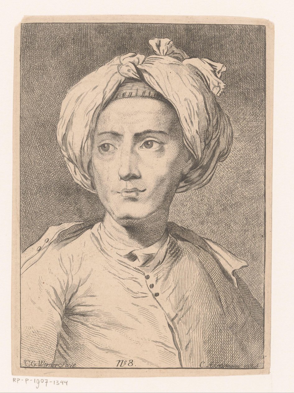 Portrait of a Man, Possibly a Self-Portrait of Christian Gottlieb Werner by Christian Gottlieb Werner (prentmaker)