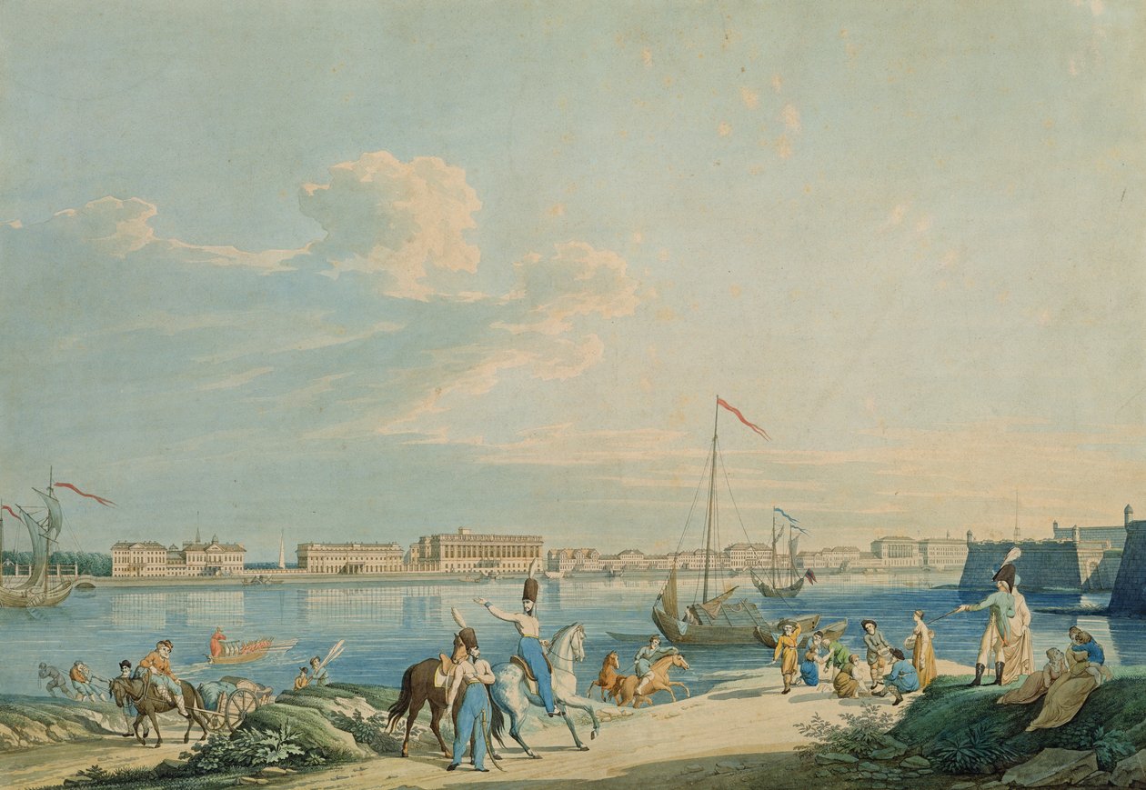 View of the Marble Palace and the North Side of the Peter and Paul Fortress, St. Petersburg by Christian Gottlob Hammer