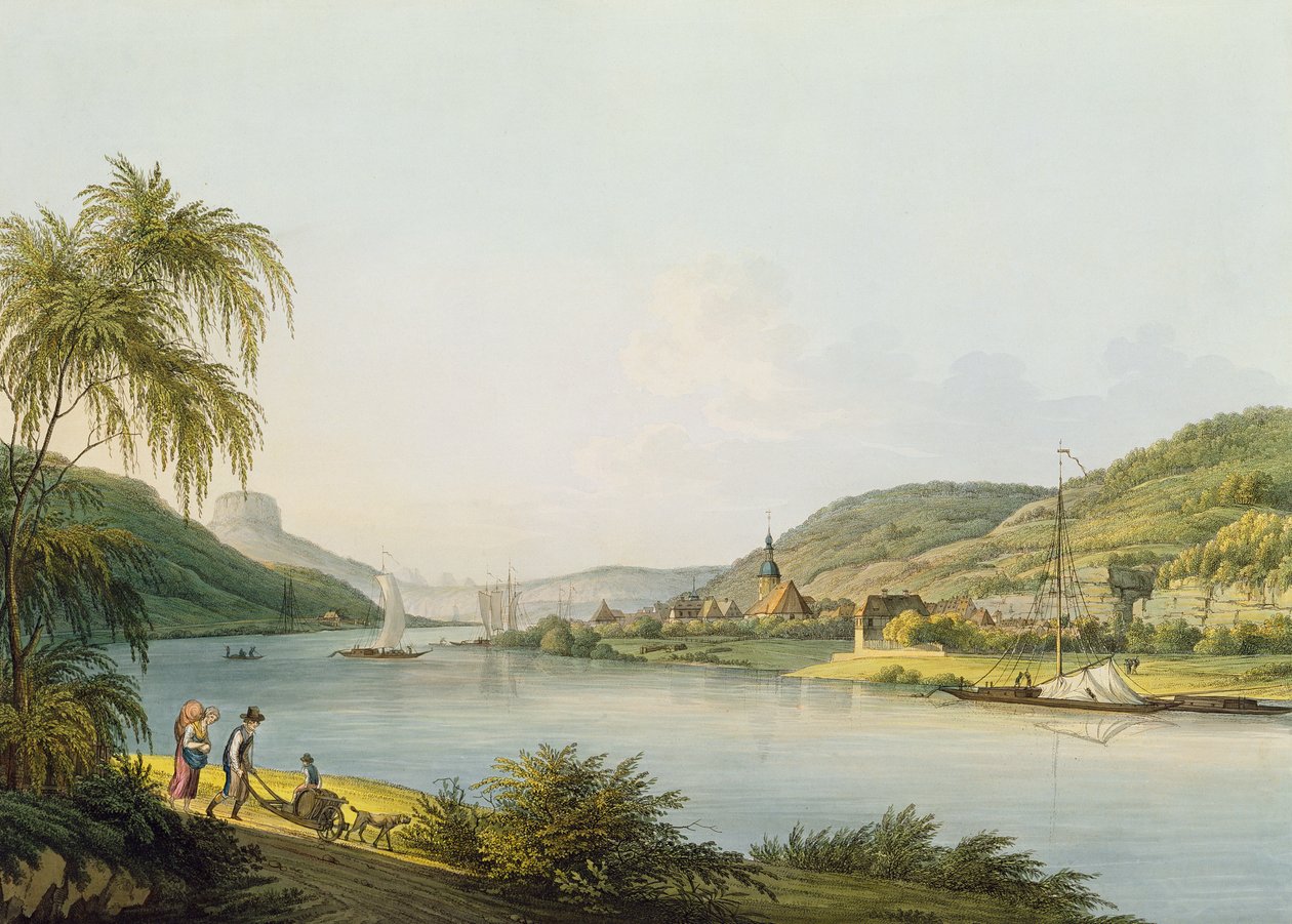 View of the southern part of Schandau on the Elbe in Saxony on the border of Bohemia by Christian Gottlob Hammer