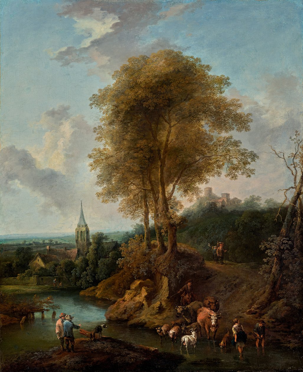 Landscape with Three Trees and Church by Christian Hilfgott Brand