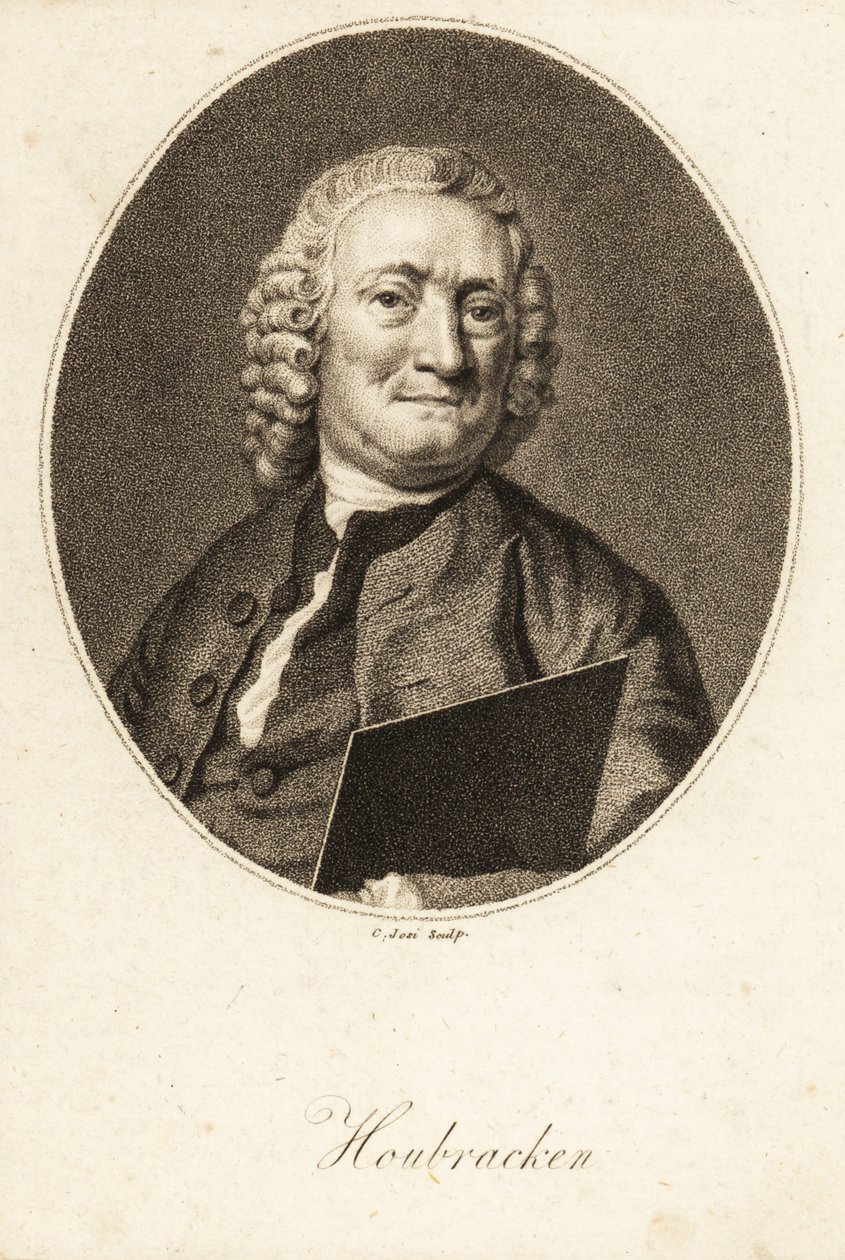 Oval Portrait of Arnold Houbracken by Christian Josi