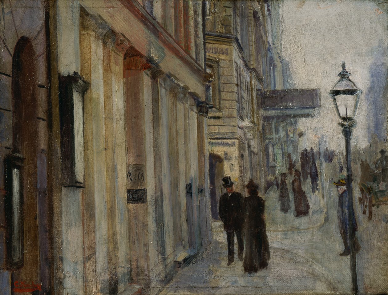 The Corner of Karl Johan Street and Dronningen Street by Christian Krohg