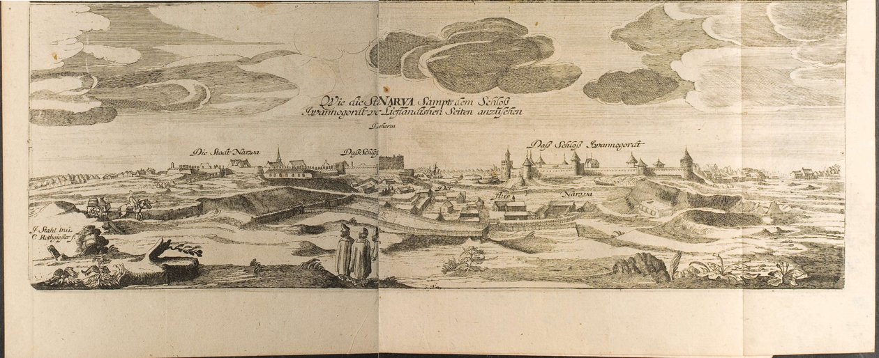 Narva Illustration from Travels to the Great Duke of Muscovy and the King of Persia by Adam Olear by Christian Lorenzen Rothgiesser