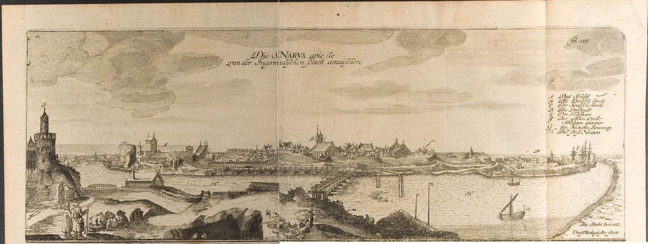 Narva Illustration from Travels to the Great Duke of Muscovy and the King of Persia by Adam Olear by Christian Lorenzen Rothgiesser